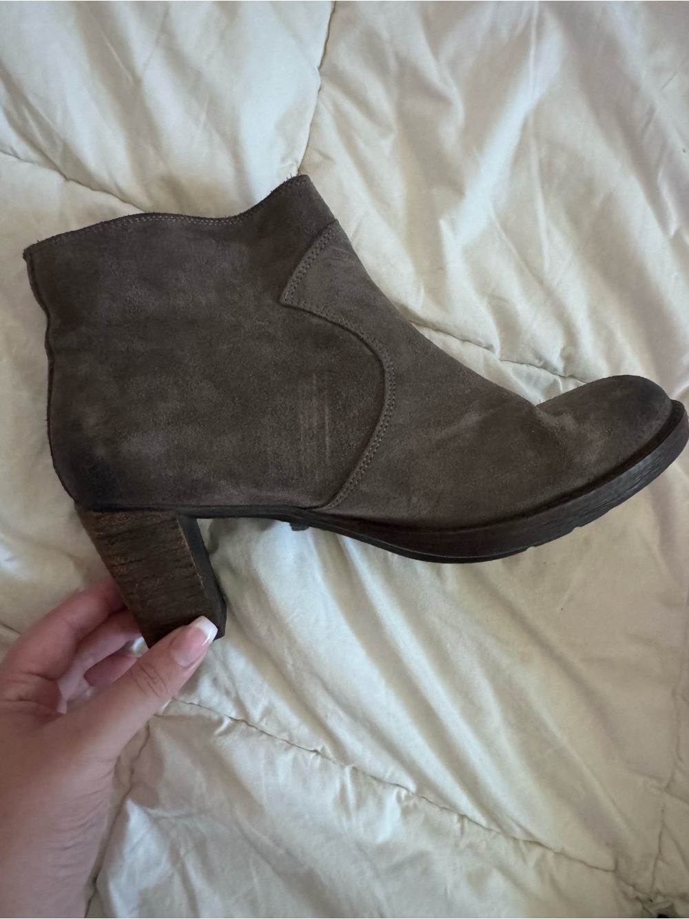 Suede Ankle Boot with Block Heel